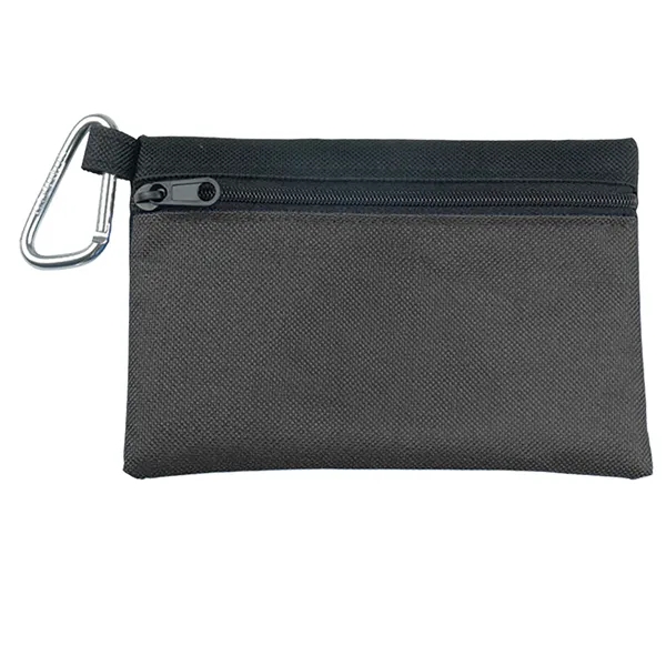 Garyline® Two-Tone Polyester Zip Pouch with Carabiner
