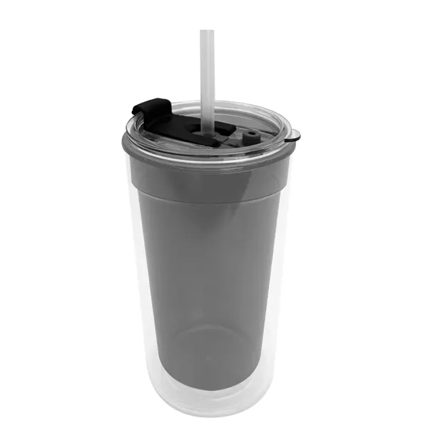 Garyline® Transparent Tumbler with 2-in-1 Lid with Straw ...
