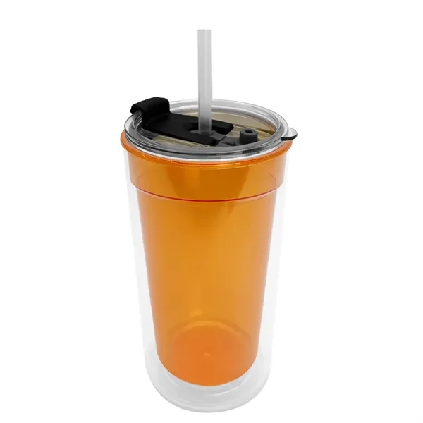 Garyline® Transparent Tumbler with 2-in-1 Lid with Straw ...