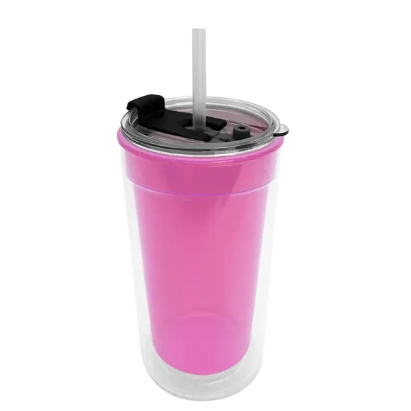 Garyline® Transparent Tumbler with 2-in-1 Lid with Straw ...