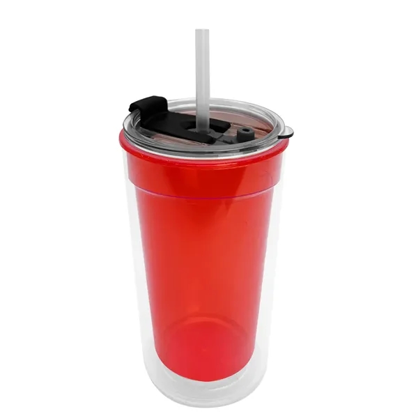 Garyline® Transparent Tumbler with 2-in-1 Lid with Straw ...