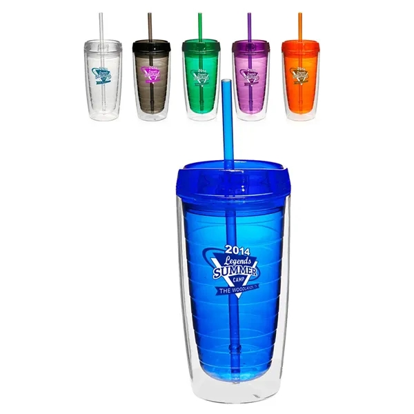 16 oz. Double Wall Acrylic Tumblers With Straw