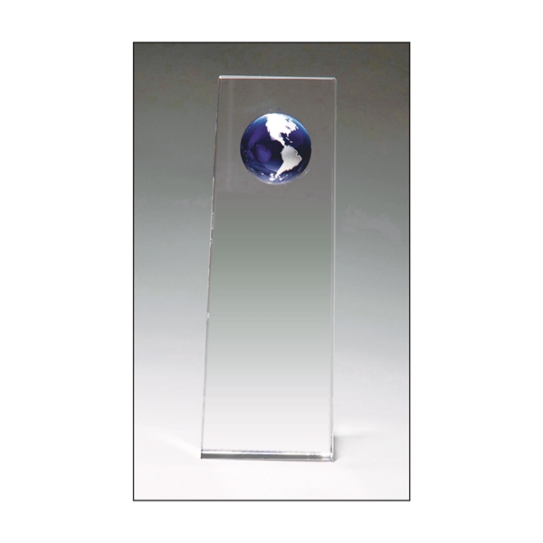 Crystal Trophy with Blue Globe 2.75x8 - Crystal Trophy with Blue Globe 2.75x8 - Image 1 of 3