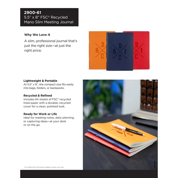 5.5' x 8' FSC ® Recycled Mano Slim Meeting Journal