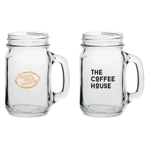 Custom Handler 16 oz. Mason Jar with Handles with Clear Bottom