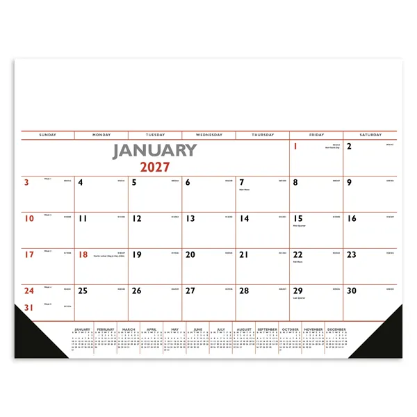 Triumph® Calendars Red & Black Desk Pad with Vinyl Corners
