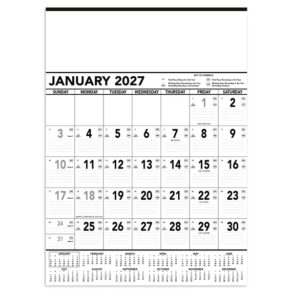 Custom Triumph® Calendars Black & White Contractor Memo Calendar