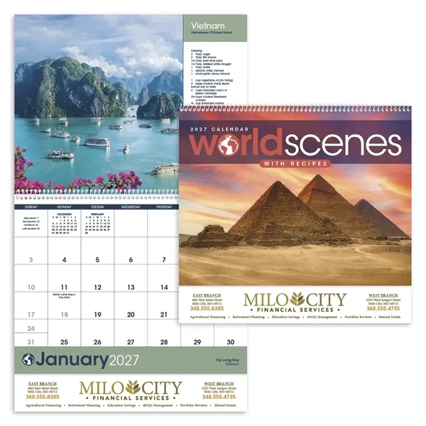 Custom Triumph® Calendars World Scenes with Recipe Calendar