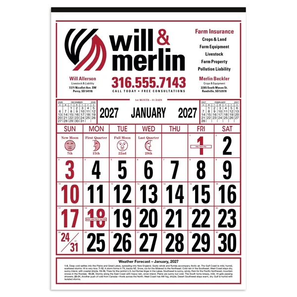Skinner & Kennedy® Commercial 12-Sheet Calendar