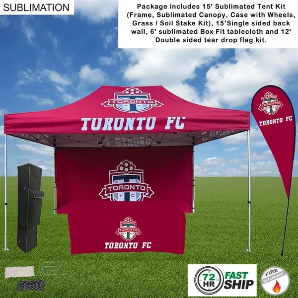 72Hr Fast Ship - Deluxe Tent Flag Package 15' w/ Tablecloth