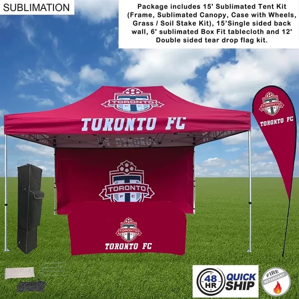 48Hr Quick Ship-Deluxe Tent Flag Package 15' w/ 15' Backwall