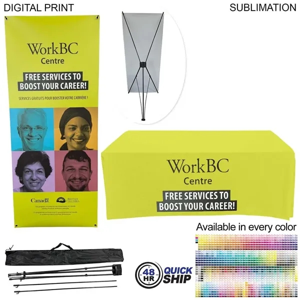 48Hr Quick Ship-Tradeshow Package Tripod Banner + Tablecover