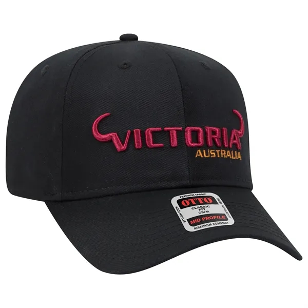 6 Panel Mid Profile Style Cotton Blend Twill Baseball Cap