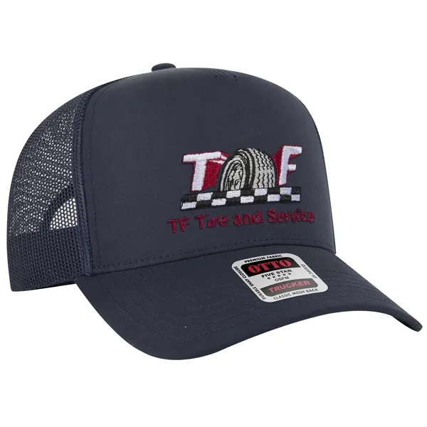 Cotton Blend Twill 5 Panel Mid Profile Mesh Back Trucker Hat
