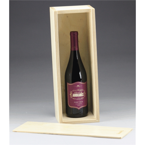 4.6" x 14.6" - Premium Birch Wood Slide Top Single Wine Box - 4.6" x 14.6" - Premium Birch Wood Slide Top Single Wine Box - Image 0 of 0