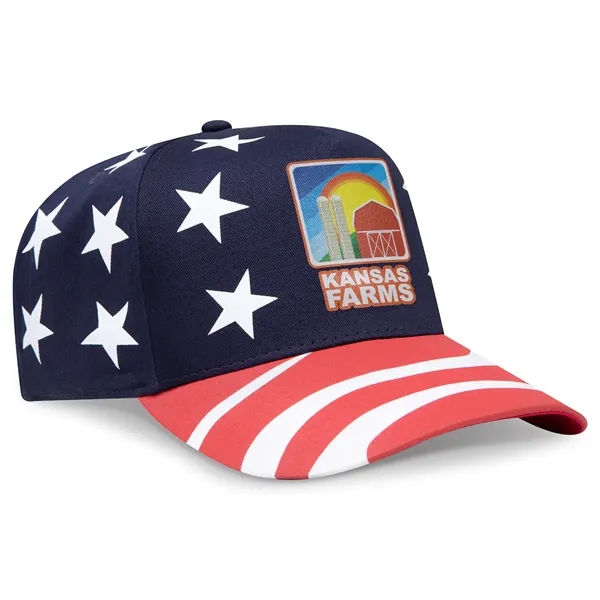 US Flag Pattern Cotton Twill 5 Panel Mid Profile Style Cap