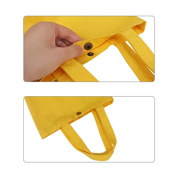 Colorful Small Canvas Grocery Tote Bag W/ Snap Closure