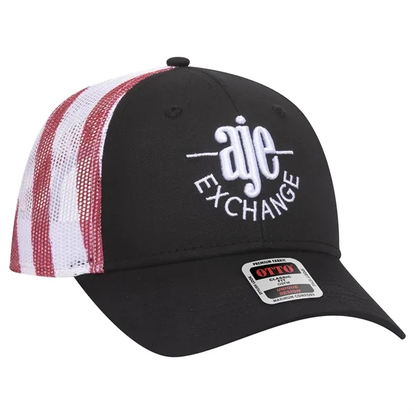 American Flag Mesh Back Cotton Twill 6 Panel Baseball Cap