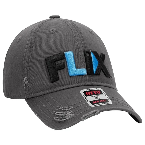 Distressed Cotton Twill w/ Heavy Stitching 6 Panel Dad Hat