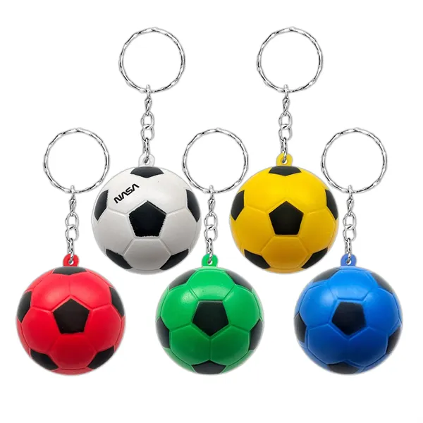Mini Soccer Ball Stress Reliever on Keychain
