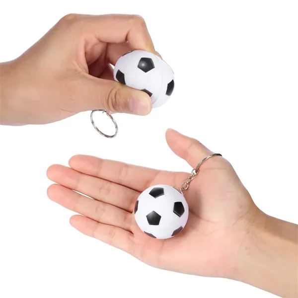Mini Soccer Ball Stress Reliever on Keychain