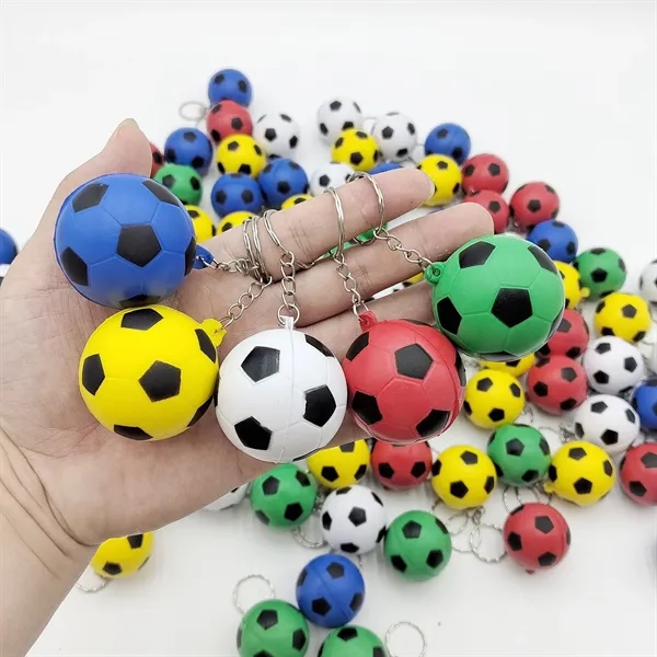 Mini Soccer Ball Stress Reliever on Keychain