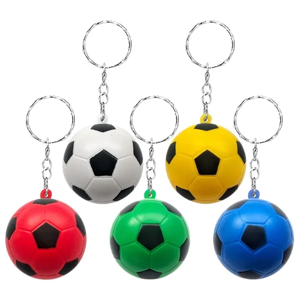 Mini Soccer Ball Stress Reliever on Keychain