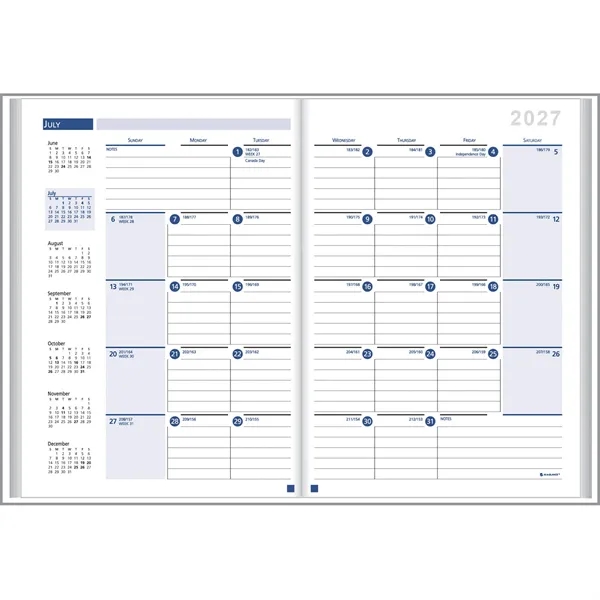 Ruled Monthly Desk Planner Stitched to Paper Cover