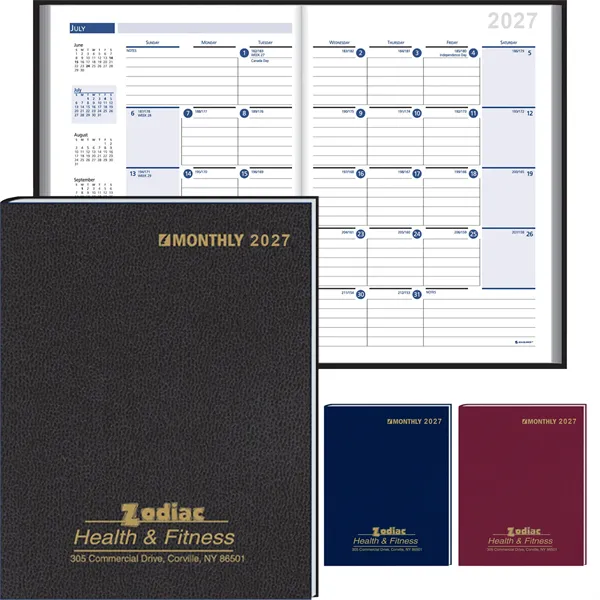 Ruled Monthly Format Stitched To Cover Desk Planner: 2027