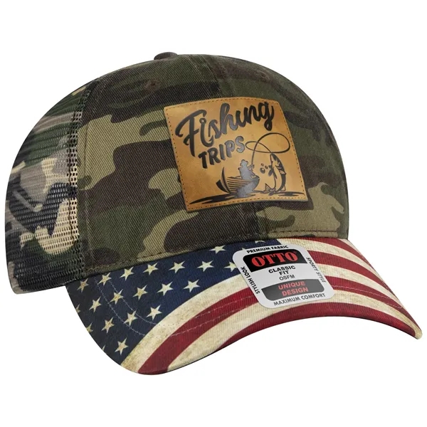 6 Panel US Flag Design Visor/Soft Mesh Back Baseball Cap