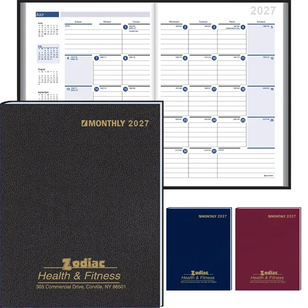 Ruled Monthly Format Stitched To Cover Desk Planner: 2027