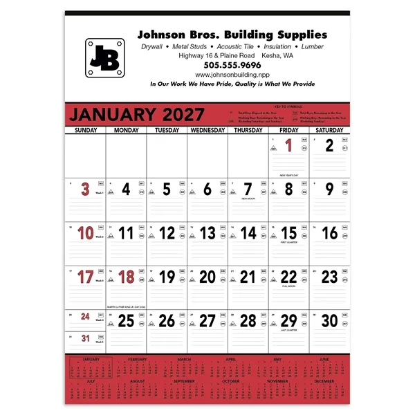 Triumph® Calendars Red & Black Contractor Memo Calendar