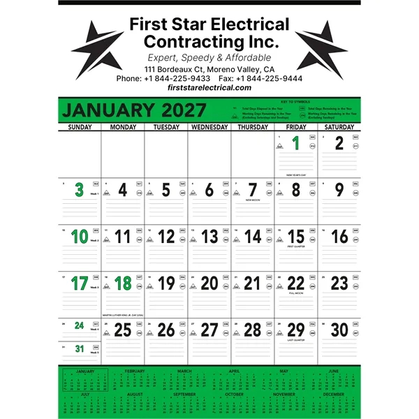 Commercial Contractor Calendar: Green & Black 2027
