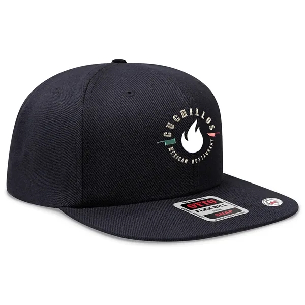 Wool Blend Twill Round Flat Visor "SNAP" 6 Panel Hat