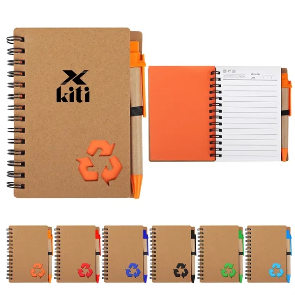 Kraft Cover Mini Spiral Notebook Journal With Pen