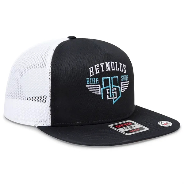 Cotton Twill Round Visor "SNAP" 5 Panel Mesh Back Hat