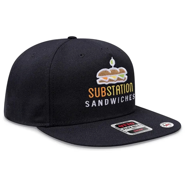 Wool Blend Twill Square Flat Visor "SNAP" 5 Panel Hat