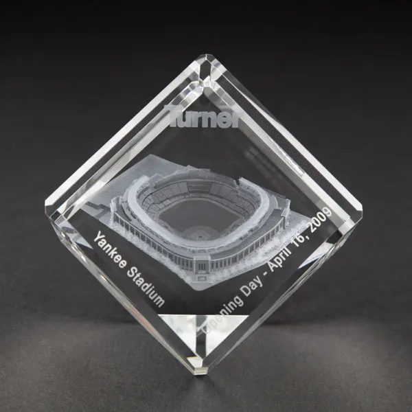 Cut Corner Beveled Crystal Cube Award