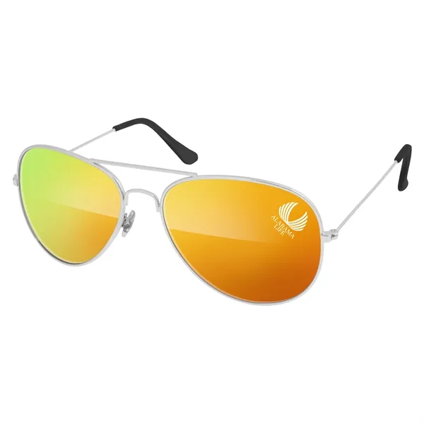 Metal Aviator Mirrored Sunglasses