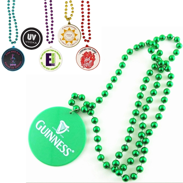 Custom Mardi Gras Plastic Medallion Bead Necklace - Custom Mardi Gras Plastic Medallion Bead Necklace - Image 0 of 2