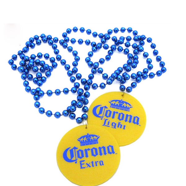 Custom Mardi Gras Plastic Medallion Bead Necklace - Custom Mardi Gras Plastic Medallion Bead Necklace - Image 2 of 2