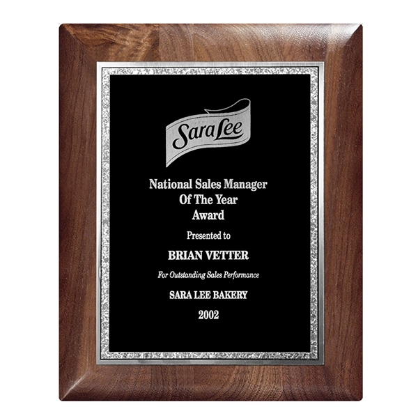 Genuine Walnut Elliptical Plaque with Florentine