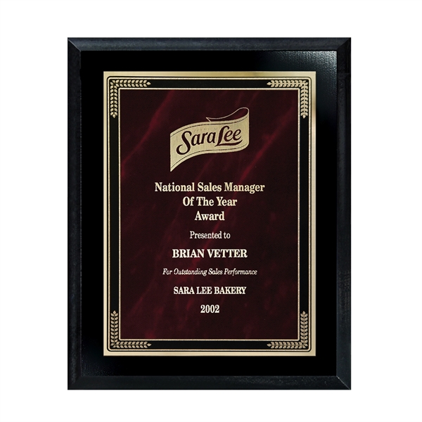 Walnut/Ebony Finish Plaque with Marble Mist