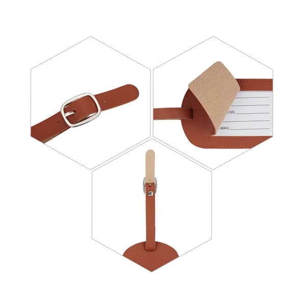 4.3"x2.8" PU Leather Luggage Tags W/ Privacy Cover