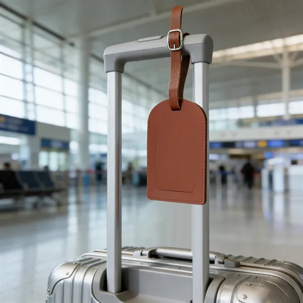 4.3"x2.8" PU Leather Luggage Tags W/ Privacy Cover