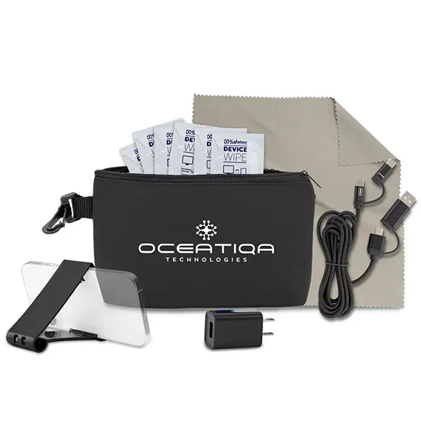 9 pcs Charging Kit in Black Mesh Zipper Pouch