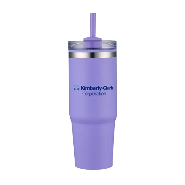 30oz. Dual Wall Stainless Steel & PP Tumbler with Clear Lid