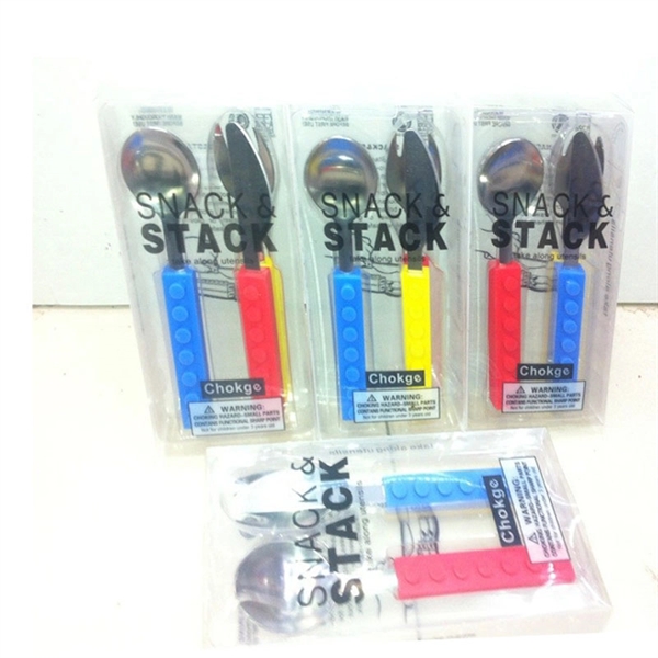 3 Pieces Building Block Lego Design Knife Fork & Spoon - 3 Pieces Building Block Lego Design Knife Fork & Spoon - Image 0 of 2