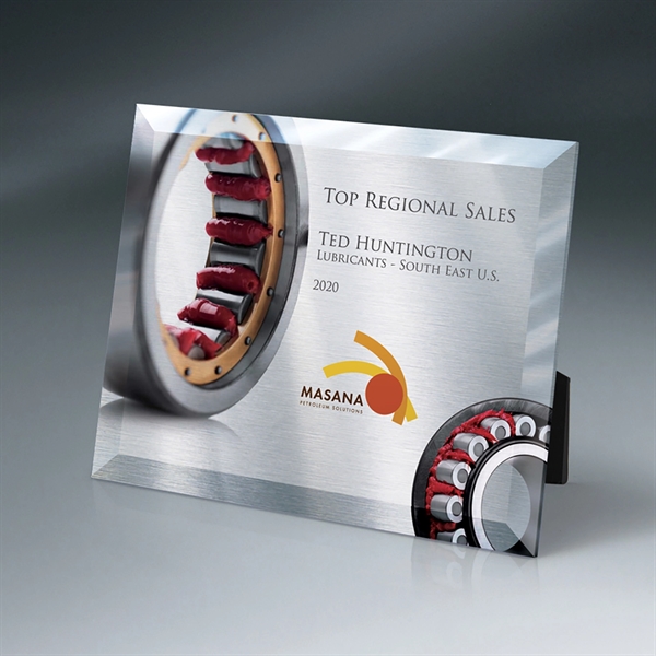 Beveled Custom Digi-Color Glass Plaque with Easel/Hanger - Beveled Custom Digi-Color Glass Plaque with Easel/Hanger - Image 1 of 1