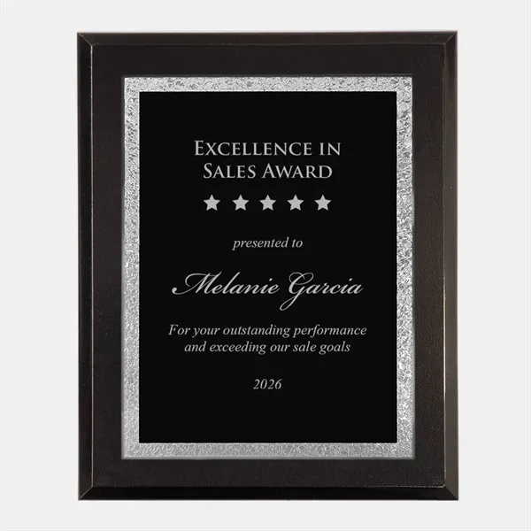 Black/Silver Victory Plate on Gloss Blackwood Plaque